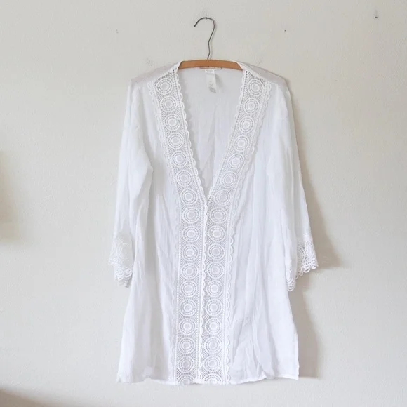 La Blanca Crochet-Trim Tunic Cover-Up - Picture 2 of 7